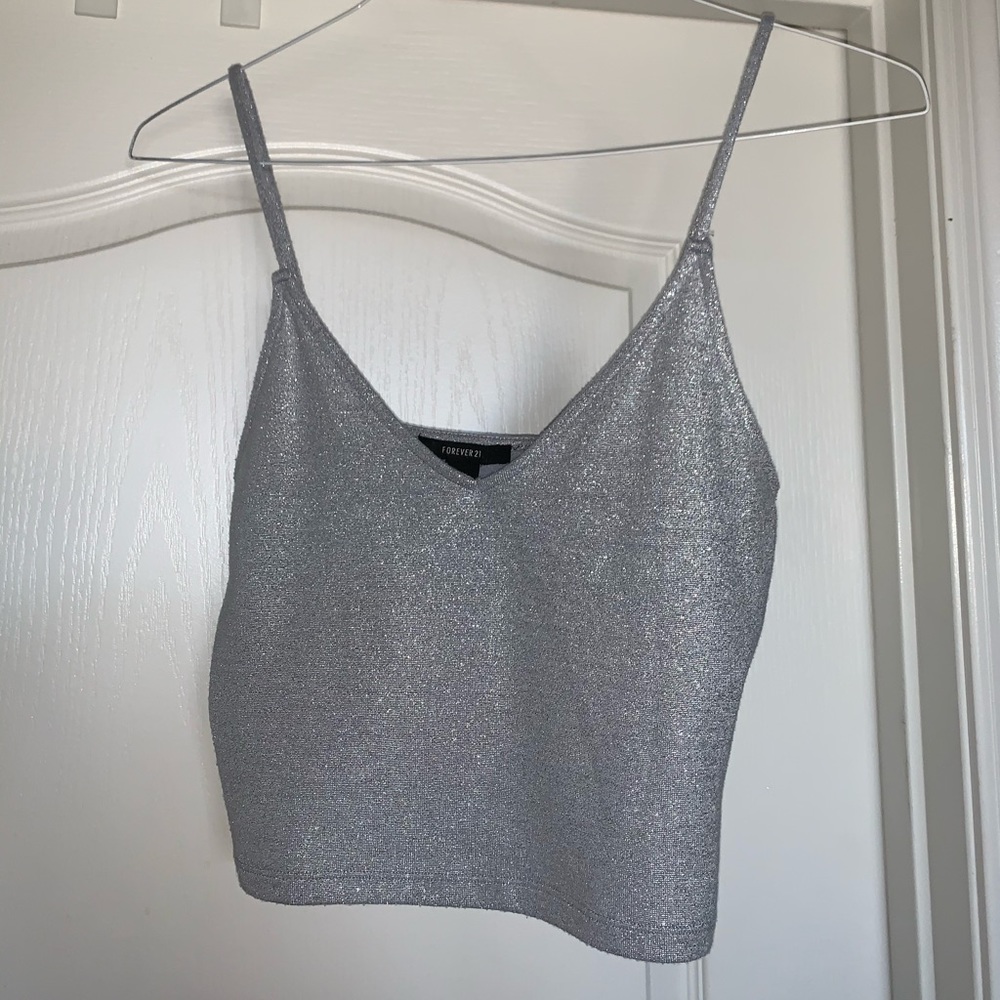Silver Sparkly Tank Top // size: L // Forever21